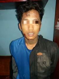Salah seorang pelaku pengeroyokan yang dibekuk Polsek Mauk.