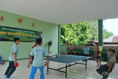 Meriahkan HUT Kodam Jaya, Kodim 0510/Tigaraksa Gelar Turnamen Tenis Meja