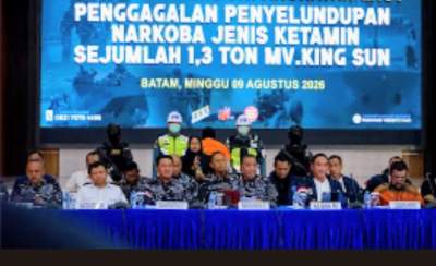 Penyelundupan 1,3 Ton Ketamin di Jalur Laut Digagalkan Operasi Gabungan