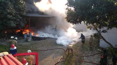 Pabrik Cat di Pagedangan Ludes Terbakar