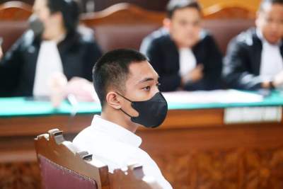 Terdakwa Mario Dandy saat menjalani sidang perdana di PN Jakarta Selatan, Selasa (6/6/2023).