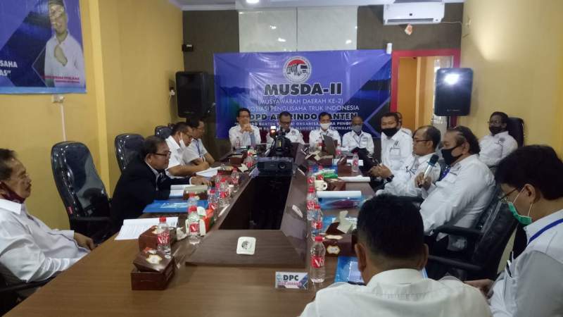 Suasana kegiatan Musyawarah Daerah (Musda) II DPD Aptrindo Banten, Kamis (9/7).