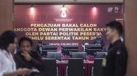 Suasana ruang pendaftaran Bacaleg DPR RI di Kantor KPU RI, Menteng, Jakarta Pusat.