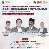 Webinar HPN, Kementerian ATR/BPN Sosialisasikan Arah Kebijakan Pertanahan Pasca Undang-Undang Cipta Kerja