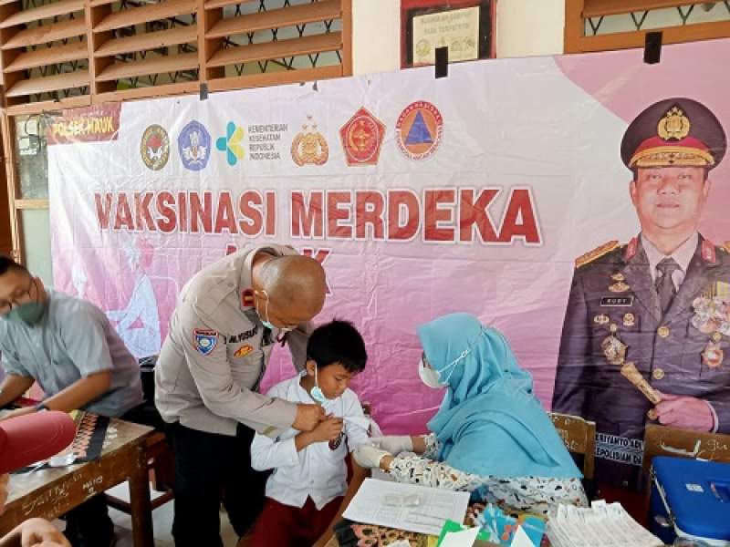 Dukung Pemerintah, Polsek Mauk Gelar Vaksinasi Merdeka Anak