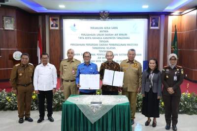 Zaki Hadiri Penandatanganan Kerjasama PDAM TKR dengan PT. PITS