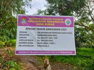 Proyek Dana Desa di Bunar Tidak  Melibatkan Ketua RT dan Warga