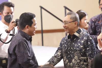 Erick Thohir dan Zukifli Hasan saat menggelar pertemuan.