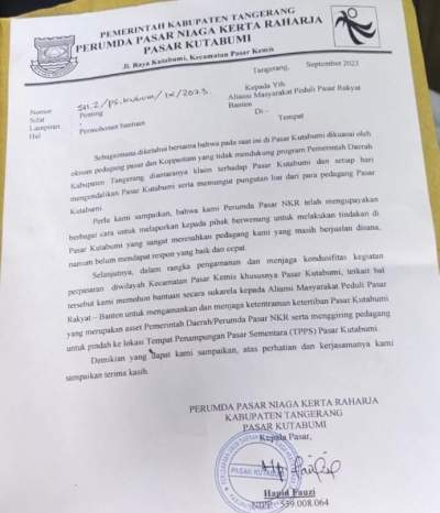 Aneh Tertibkan Pedagang, PD Pasar Terbitkan Surat Kepada Ormas