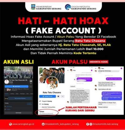Waspada Modus Minta Pulsa, Akun Facebook Milik Bupati Serang Dipalsukan