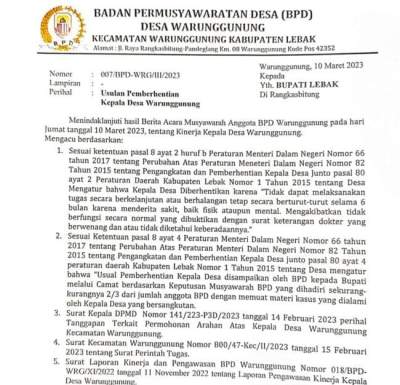 surat pemberhentian kades warunggunung.