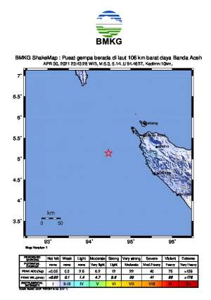 Aceh Diguncang Gempa Tektonik Magnitudo 5.3 Guncang Aceh