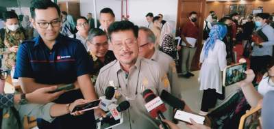 Menteri Pertanian, Syahrul Yasin Limpo, usai rapat dengar pendapat bersama Komisi IV di Gedung DPR RI, Senayan, Jakarta, Kamis (19/1/2023).