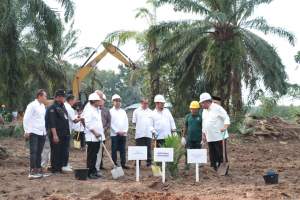 Menteri Pertanian, Yasin Limpo melakukan penanaman pohon sawit di Serdang Bedagai.