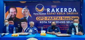 Elit Partai NasDem saat menggelar Rakerda di Lubana Sengkol, Kota Tangsel.