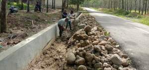 Pekerja perbaiki drainase yang tumbang di Bintang Bayu