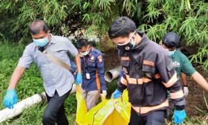 Polsek Cisoka Bersama BPBD Evakuasi Mayat Mengambang di Sungai Cidurian