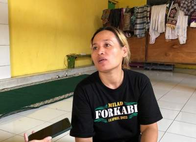 Salah satu pedagang korban kebakaran Pasar Ciputat, Maria.