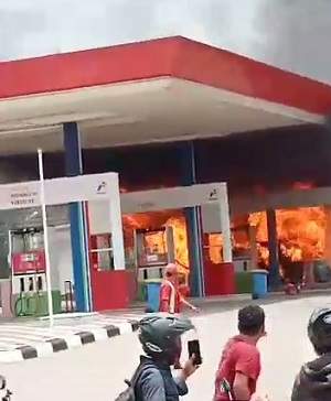 SPBU di Kecamatan Tenjo Kabupaten Bogor Hangus Terbakar