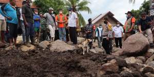 Pencarian Korban Hilang Dampak Siklon Seroja Libatkan SAR Dog