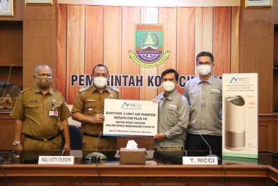 Pemkot Cilegon menerima bantuan alat kesehatan berupa 5 unit HEPA filter dari PT MCCI, Senin (2/8/2021).