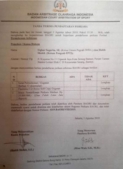Sebulan Koni Kota Serang Kosong Pimpinan, Gugatan Musorkot Tembus Baori