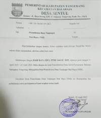 Meski Dilarang, Kades Sentul Balaraja Terbitkan Surat Permintaan THR