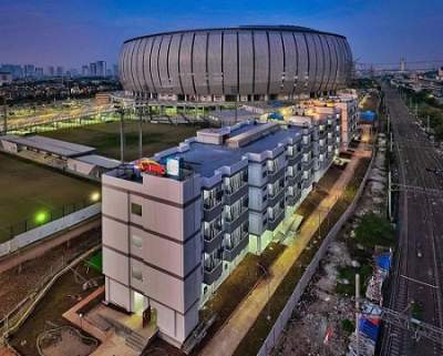 Kampung Susun Bayam di kawasan Jakarta Internasional Stadium (JIS), Papanggo, Tanjung Priok, Jakarta Utara, saat diresmikan Gubernur DKI Jakarta Anies Baswedan, Rabu (12/10/2022).