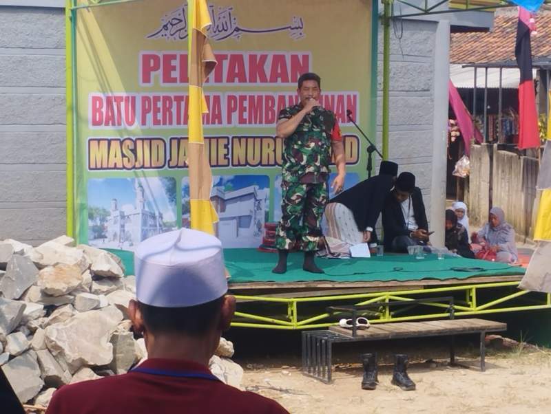 Danramil Balaraja Hadiri Peletakan Batu Pertama Pembangunan Masjid Jami Nurul Jihad
