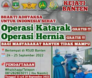 Kejati Banten Akan Menggelar Operasi Katarak dan Hernia Gratis