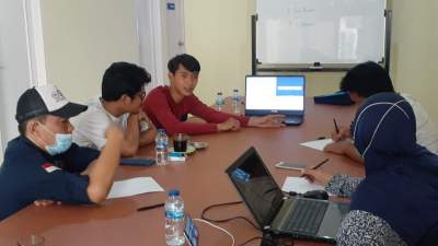 Suasana Bimtek Humas PWI Tangsel dengan Tangsel Live di kantor Sekratriat PWI Tangsel Nusa Loka, Minggu (28/3/2021).