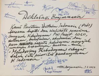 "Deklarasi Banjarmasin" tentang Kebudayaan untuk Pembangunan di Indonesia