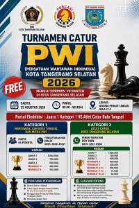 Menuju Porprov 2026, PWI Tangsel dan Percasi Gelar Turnamen Catur
