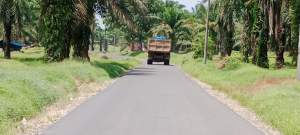 Portal dicabut, dump truk dapat melintasi jalan Cempedak Lobang.