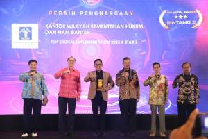 TOP! Kanwil Kemenkumham Banten Jadi  Satu-Satunya Kantor Wilayah Penerima Penghargaan Top Digital Awards 2023