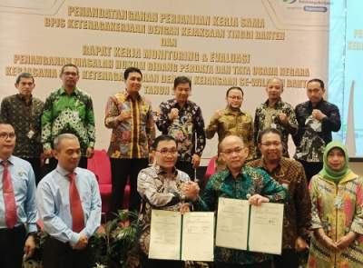 BPJAMSOSTEK Kanwil Banten Gelar Monev dan Penandatangan Perjanjian Kerja Sama Bersama Kejaksaan Tinggi Banten