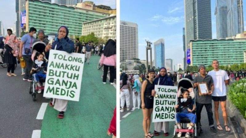 Seorang Ibu di CFD Jakarta: Tolong Anakku Butuh Ganja Medis