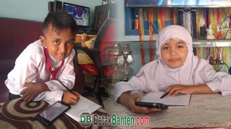 Anak-anak Bu Manda saat ikut serta belajar online dari rumah, Rabu (23/7/2020).