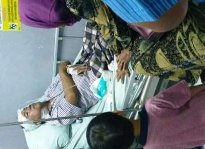 Korban perampokan Abudin saat dirawat di RSUD Balaraja.