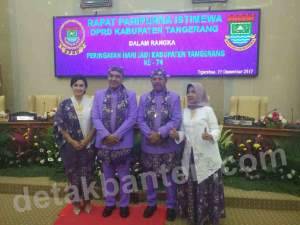 HUT Kabupaten Tangerang, Bupati dan Pimpinan DPRD Pakai Batik Khas
