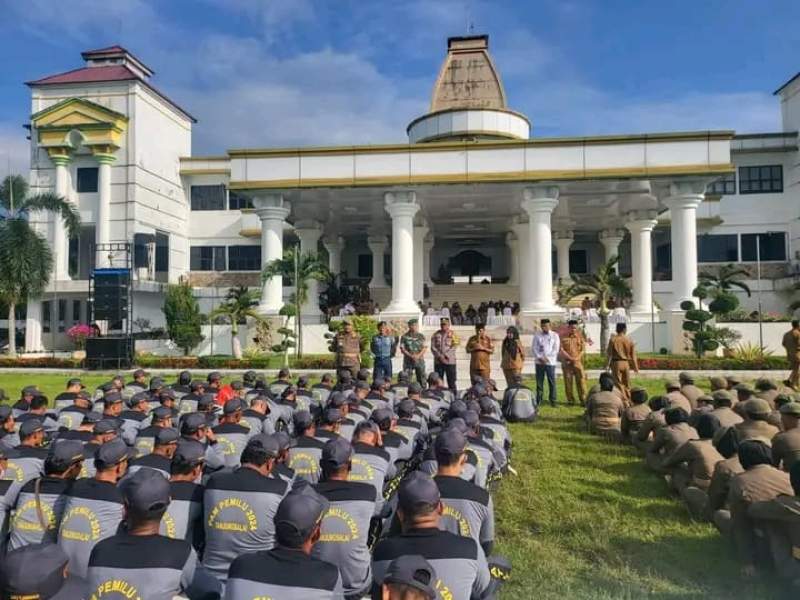 Pemko Tanjungbalai Gelar Apel Kesiapsiagaan Linmas Pengamanan Pemilu Tahun 2024