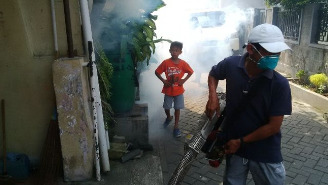 Cegah Penyebaran DBD, Lurah Cipondoh Melakukan Fogging