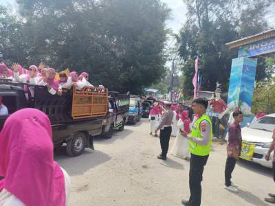 26 Personel Satlantas Polres Sergai Diterjunkan Amankan Arus Lalu Lintas Tabligh Akbar di Pantai Cermin