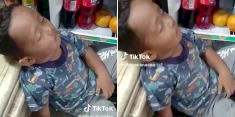 VIDIO: Kocak Bocah Ini Tertidur Depan Kulkas...